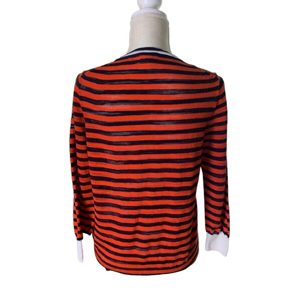 J.Crew Striped 3/4 Sleeve Knit Cardigan Women's L Tomato Red Navy Blue White - Picture 4 of 13